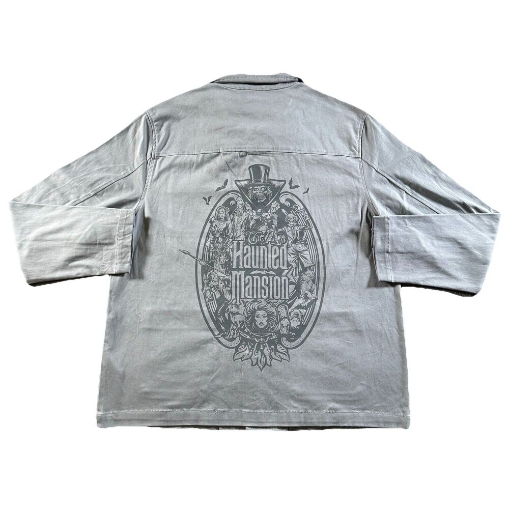 Disney Parks The Haunted Mansion Jacket Men's Large Shacket Button Up 4-Pocket